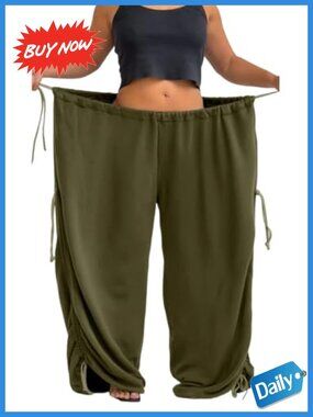 Wide Leg Drawstring Elastic Waist Baggy Sweatpants Plus Size Harem Lounge Pants